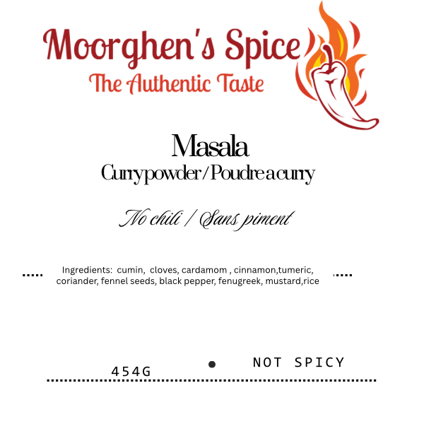 Masala not spicy 400g- curry powder/ poudre a curry